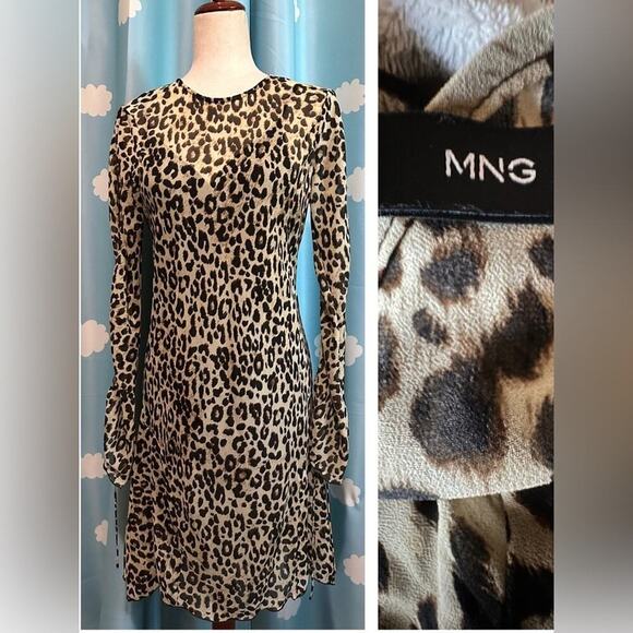MNG Leopard sheath dress- 8 - Picture 1 of 6
